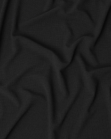 Black Micro-Check Cotton-Blended Shirting Fabric, Fine Woven Mini Check Pattern, 150 cms Width, Origin China-D26608