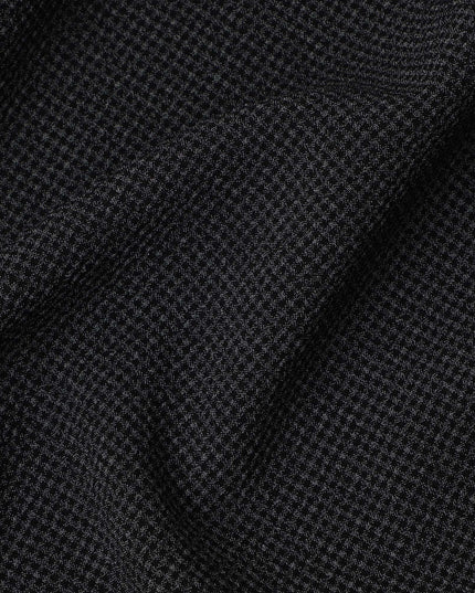 Black Micro-Check Cotton-Blended Shirting Fabric, Fine Woven Mini Check Pattern, 150 cms Width, Origin China-D26608