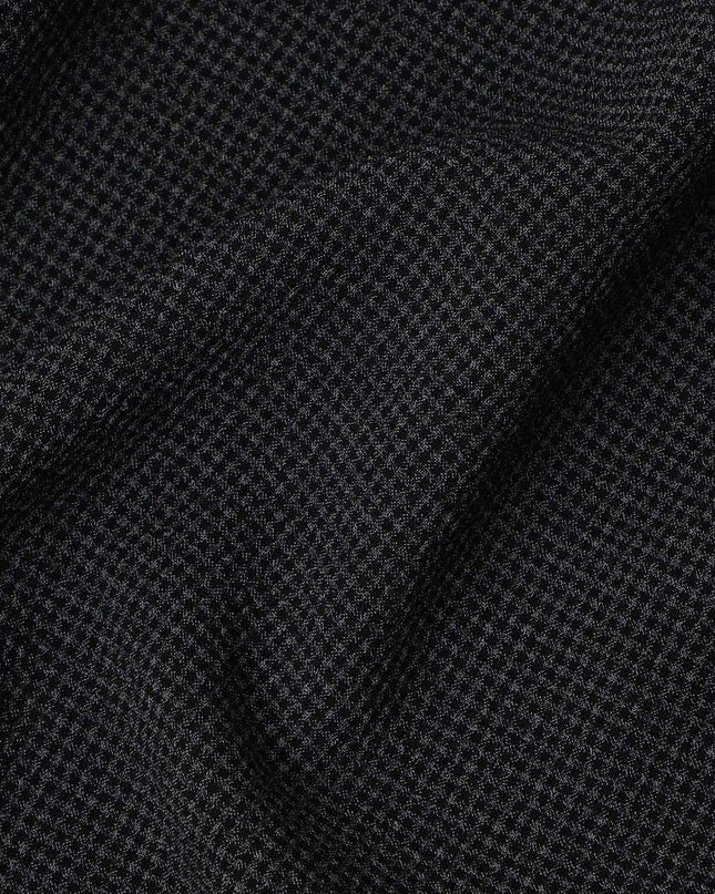 Black Micro-Check Cotton-Blended Shirting Fabric, Fine Woven Mini Check Pattern, 150 cms Width, Origin China-D26608