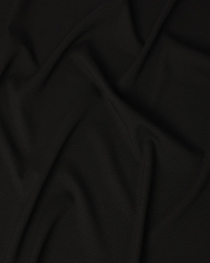 Black Solid Textured Cotton-Blended Shirting Fabric, Subtle Woven Finish, 150 cms Width, Origin China-D26599