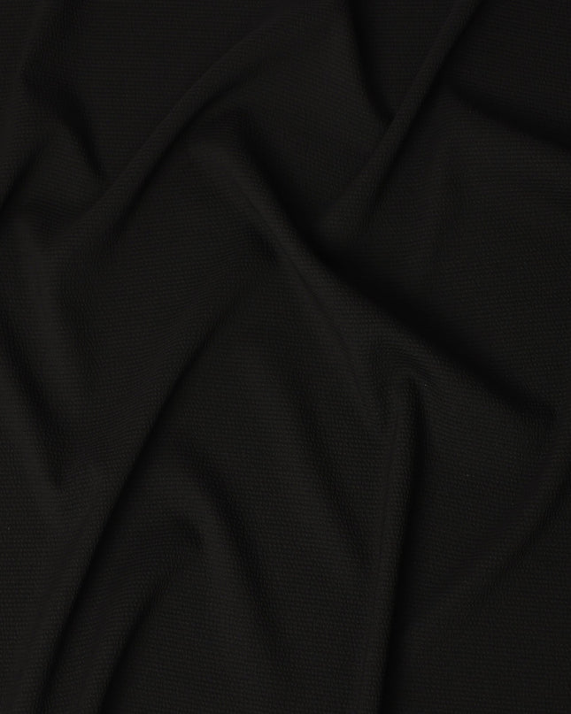 Black Solid Textured Cotton-Blended Shirting Fabric, Subtle Woven Finish, 150 cms Width, Origin China-D26599