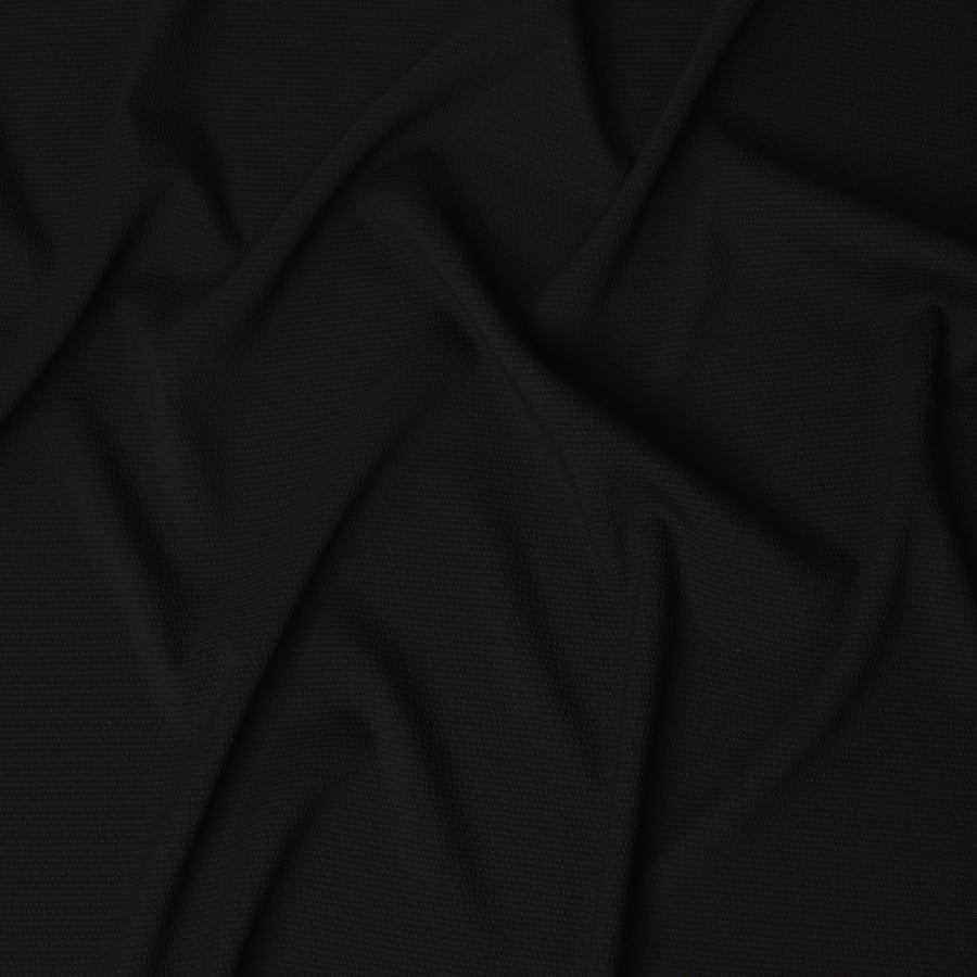 Black Solid Textured Cotton-Blended Shirting Fabric, Subtle Woven Finish, 150 cms Width, Origin China-D26599