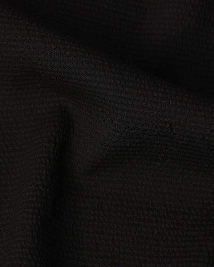 Black Solid Textured Cotton-Blended Shirting Fabric, Subtle Woven Finish, 150 cms Width, Origin China-D26599