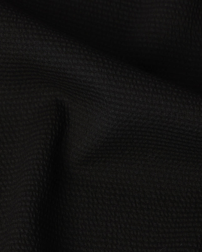 Black Solid Textured Cotton-Blended Shirting Fabric, Subtle Woven Finish, 150 cms Width, Origin China-D26599