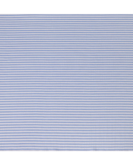 Blue & White Striped Cotton-Blended Shirting Fabric, Horizontal Woven Stripe Design, 150 cms Width, Origin China-D26597
