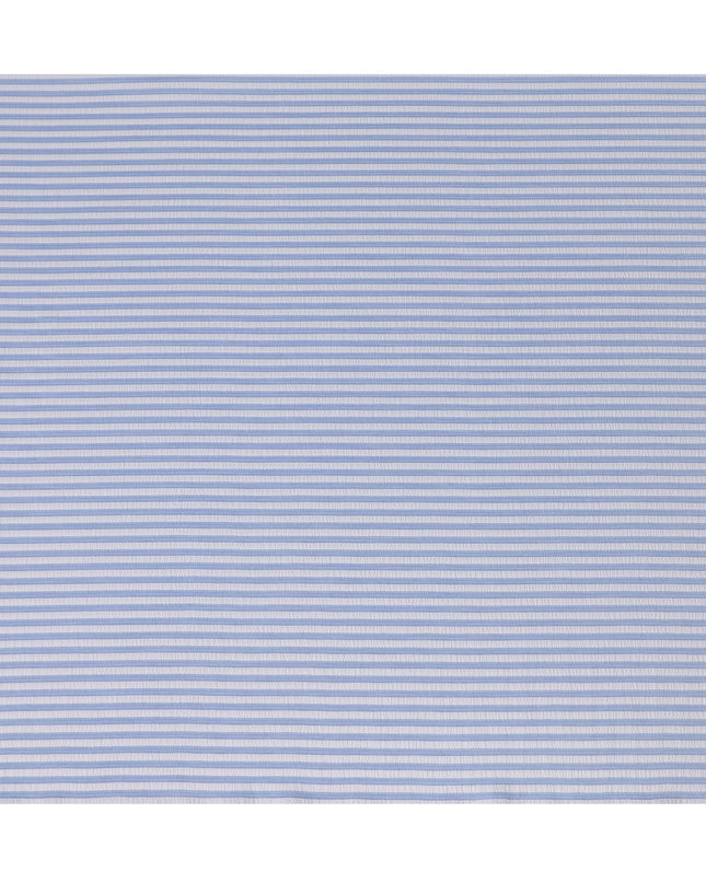 Blue & White Striped Cotton-Blended Shirting Fabric, Horizontal Woven Stripe Design, 150 cms Width, Origin China-D26597