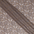 Silver Grey Floral Metallic Embroidered Synthetic Lace Fabric Premium Design 110 Cms Made in South Korea-D27473