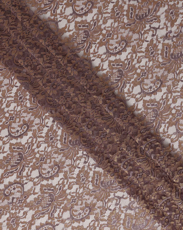 Dusty Mauve Floral Metallic Embroidered Synthetic Lace Fabric Elegant Pattern 110 Cms Made in South Korea-D27463
