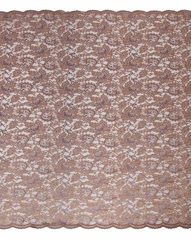 Dusty Mauve Floral Metallic Embroidered Synthetic Lace Fabric Elegant Pattern 110 Cms Made in South Korea-D27463