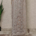 Silver Beige Premium French Metallic Chantilly Saree Lace, 5.5 Mtrs Length, 110 Cms Width, Crafted in France -Blouse Not Included-D26722