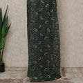 Dark Green Premium French Metallic Chantilly Saree Lace, 5.5 Mtrs Length, 110 Cms Width, Crafted in France -Blouse Not Included-D26730