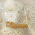 Cream Premium French Metallic Chantilly Saree Lace, 5.5 Mtrs Length, 110 Cms Width, Crafted in France -Blouse Not Included-D26729