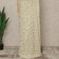 Cream Premium French Metallic Chantilly Saree Lace, 5.5 Mtrs Length, 110 Cms Width, Crafted in France -Blouse Not Included-D26729