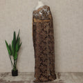 Chocolate Brown Premium French Metallic Chantilly Saree Lace, 5.5 Mtrs Length, 110 Cms Width, Crafted in France -Blouse Not Included-D26732