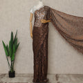 Copper Brown Premium French Metallic Chantilly Saree Lace, 5.5 Mtrs Length, 110 Cms Width, Crafted in France -Blouse Not Included-D26725