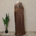 Copper Brown Premium French Metallic Chantilly Saree Lace, 5.5 Mtrs Length, 110 Cms Width, Crafted in France -Blouse Not Included-D26725