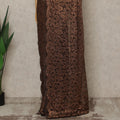 Copper Brown Premium French Metallic Chantilly Saree Lace, 5.5 Mtrs Length, 110 Cms Width, Crafted in France -Blouse Not Included-D26725