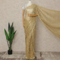 Gold Premium French Metallic Chantilly Saree Lace, 5.5 Mtrs Length, 110 Cms Width, Crafted in France -Blouse Not Included-D26726