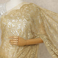 Gold Premium French Metallic Chantilly Saree Lace, 5.5 Mtrs Length, 110 Cms Width, Crafted in France -Blouse Not Included-D26726