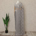 Silver Premium French Metallic Chantilly Saree Lace, 5.5 Mtrs Length, 110 Cms Width, Crafted in France -Blouse Not Included-D26728