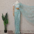 Powder Blue Floral French Chantilly Lace Saree