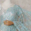 Powder Blue Floral French Chantilly Lace Saree