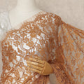 Rust Orange French Chantilly Saree Lace Elegant Floral Net Design 5.5 Mtrs Length 110 Cms Width Premium Soft Sheer Fabric France Origin-D28930 Regal Fabrics