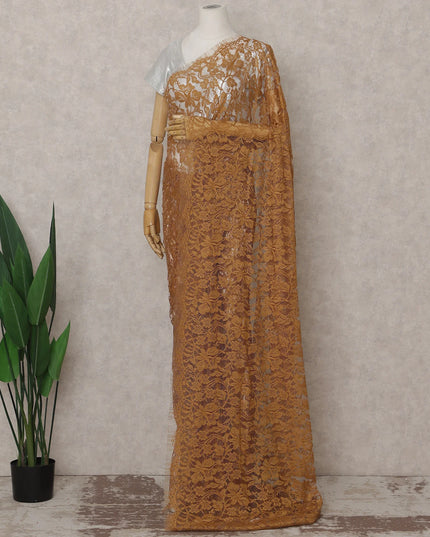 Ochre Mustard French Chantilly Lace Saree 5.5m