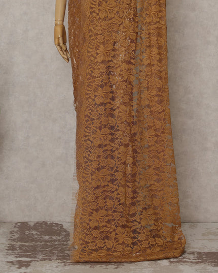 Ochre Mustard French Chantilly Lace Saree 5.5m