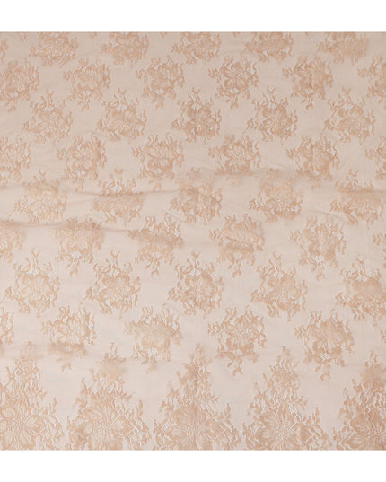 Peach Beige Floral Designer Synthetic Lace Fabric 3.0 Mtrs Piece 140 Cms Width China Origin-D28565