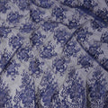 Navy Blue Floral Designer Synthetic Lace Fabric 3.0 Mtrs Piece 140 Cms Width China Origin-D28559