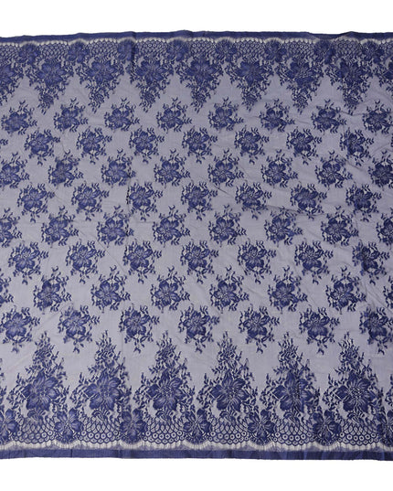 Navy Blue Floral Designer Synthetic Lace Fabric 3.0 Mtrs Piece 140 Cms Width China Origin-D28559