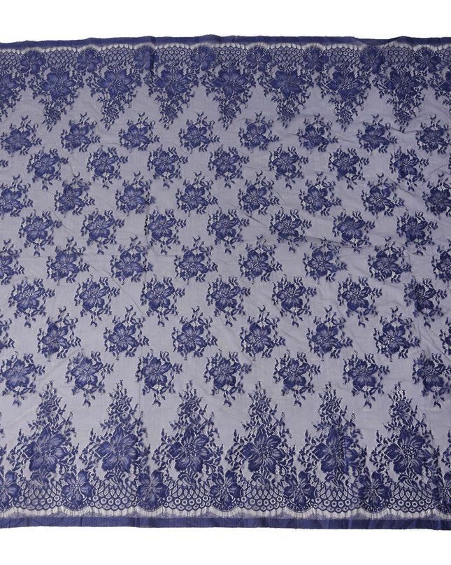 Navy Blue Floral Designer Synthetic Lace Fabric 3.0 Mtrs Piece 140 Cms Width China Origin-D28559