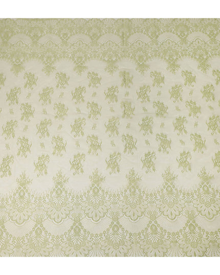 Light Pistachio Green Floral Designer Synthetic Lace Fabric 3.0 Mtrs Piece 140 Cms Width China Origin-D28563