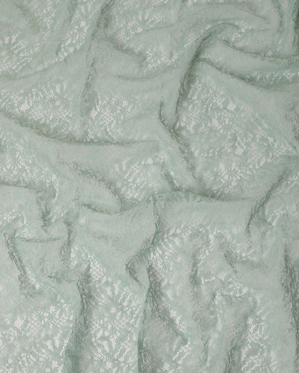 Mint Green Floral Designer Synthetic Lace Fabric 3.0 Mtrs Piece 140 Cms Width China Origin-D28564