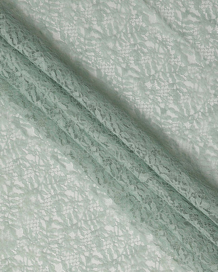 Mint Green Floral Designer Synthetic Lace Fabric 3.0 Mtrs Piece 140 Cms Width China Origin-D28564