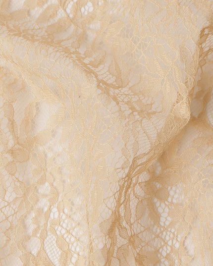 Cream Beige Floral Designer Synthetic Lace Fabric 3.0 Mtrs Piece 140 Cms Width China Origin-D28562