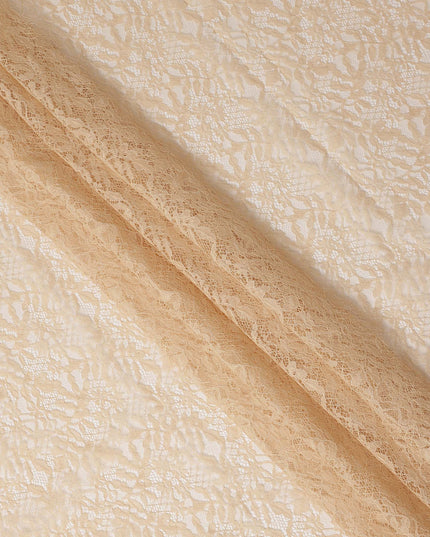 Cream Beige Floral Designer Synthetic Lace Fabric 3.0 Mtrs Piece 140 Cms Width China Origin-D28562