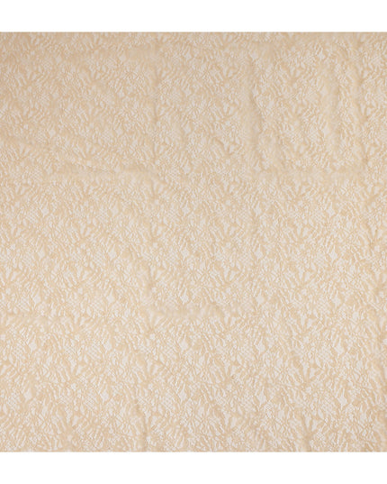 Cream Beige Floral Designer Synthetic Lace Fabric 3.0 Mtrs Piece 140 Cms Width China Origin-D28562
