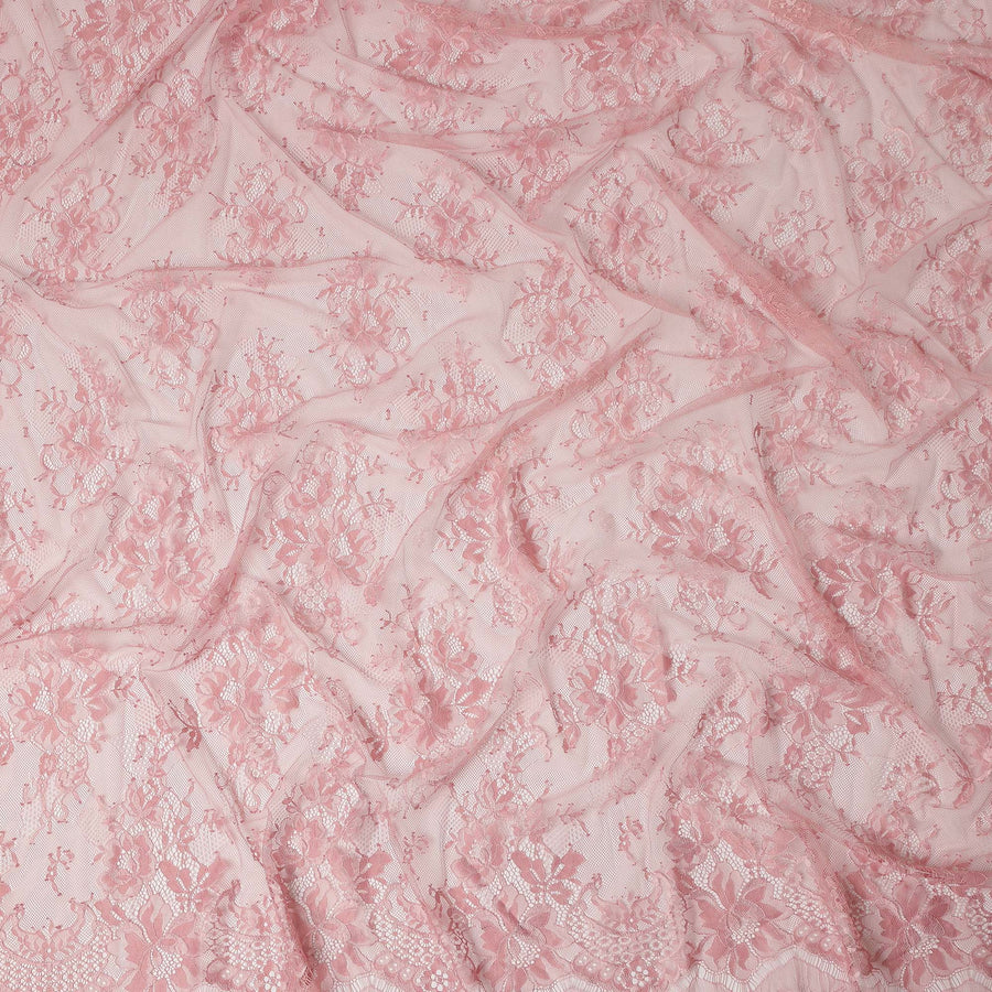 Blush Pink Floral Designer Synthetic Lace Fabric 3.0 Mtrs Piece 140 Cms Width China Origin-D28561