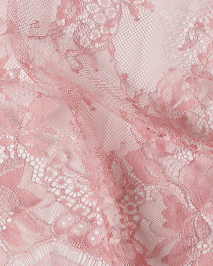 Blush Pink Floral Designer Synthetic Lace Fabric 3.0 Mtrs Piece 140 Cms Width China Origin-D28561
