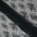 Black Teal Floral Designer Synthetic Lace Fabric 3.0 Mtrs Piece 140 Cms Width China Origin-D28560