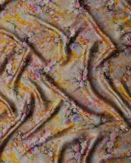 Multicolor Wildflower Floral Silk Crepe Fabric 140cm