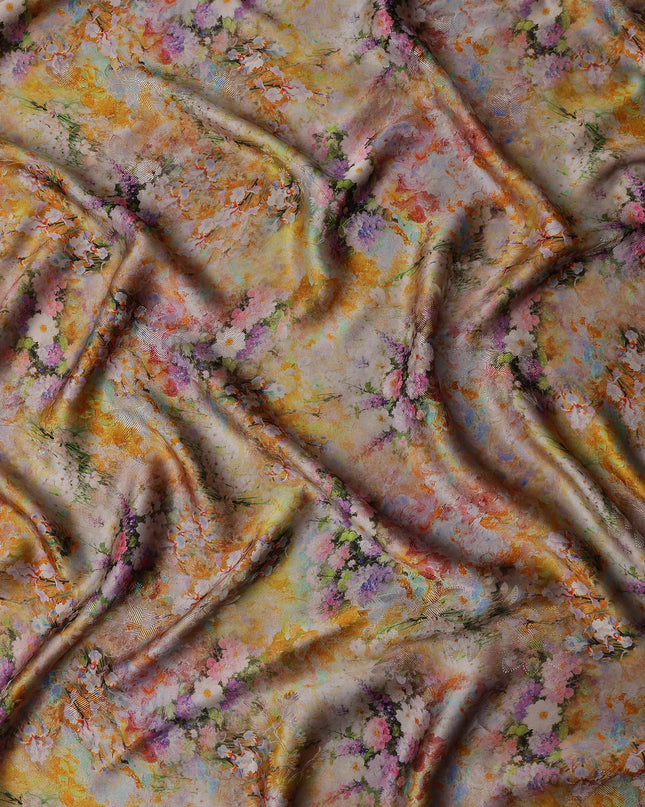 Multicolor Wildflower Floral Silk Crepe Fabric 140cm