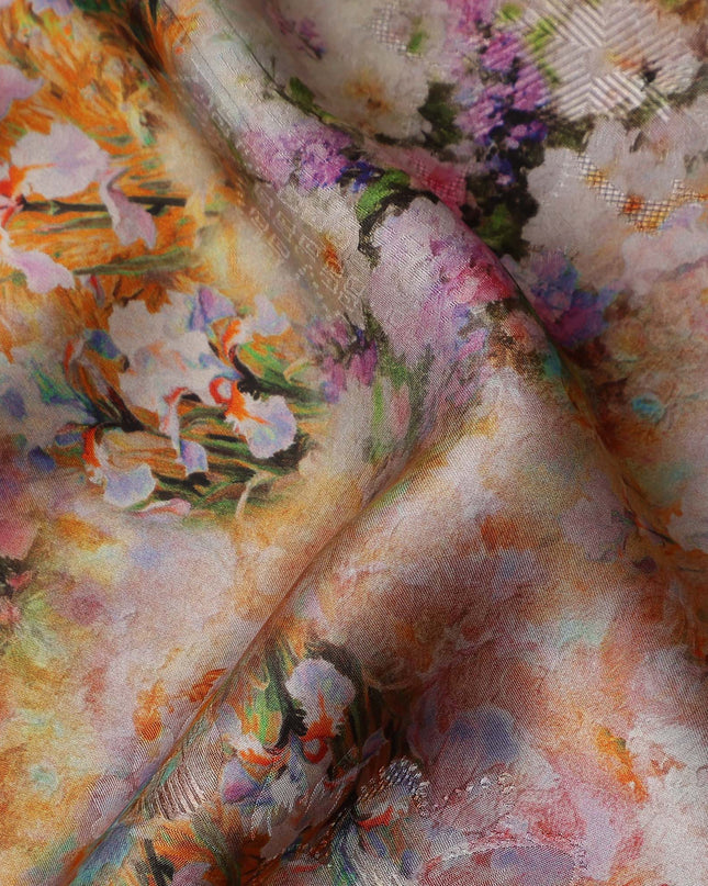 Multicolor Wildflower Floral Silk Crepe Fabric 140cm