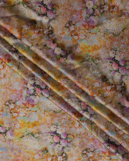 Multicolor Wildflower Floral Silk Crepe Fabric 140cm
