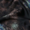 Jet Black Bouquet Floral Silk Crepe Fabric 140cm