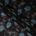 Jet Black Bouquet Floral Silk Crepe Fabric 140cm