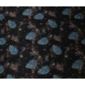 Jet Black Bouquet Floral Silk Crepe Fabric 140cm