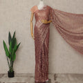 Rosewood Premium French Metallic Chantilly Lace Saree, 5.5 Mtrs Length, 110 Cms Width, Crafted in France-Blouse Not Included-D26687